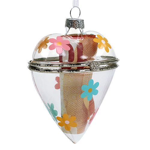 Floristik24 Cœur de verre vide assort. 9cm 2P