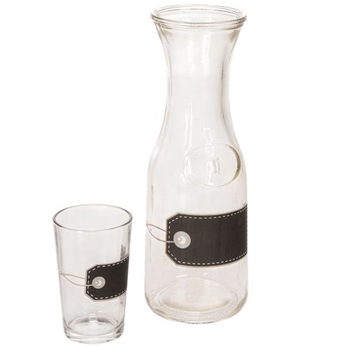 Carafe en verre H27cm avec 4 verres H11cm | Floristik24.fr