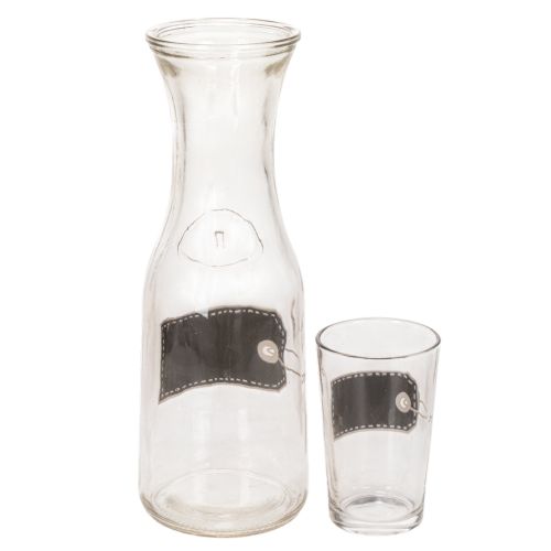 Carafe en verre H27cm avec 4 verres H11cm | Floristik24.fr