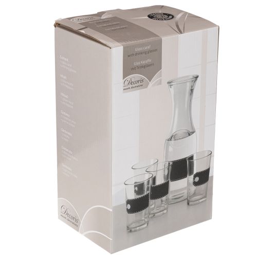 Carafe en verre H27cm avec 4 verres H11cm | Floristik24.fr