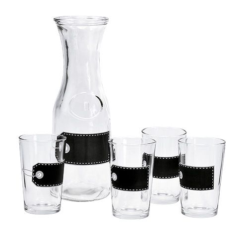 Article Carafe en verre H27cm avec 4 verres H11cm