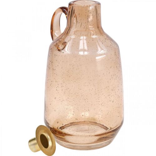 Floristik24 Bougeoir Bougie Verre Marron Clair Verre Deco H22cm