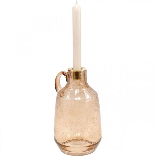 Floristik24 Bougeoir Bougie Verre Marron Clair Verre Deco H22cm