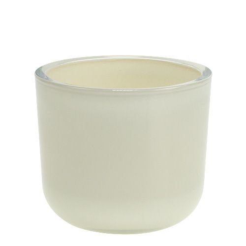 Floristik24 Cache-pot en verre Ø12.5cm H11cm Crème