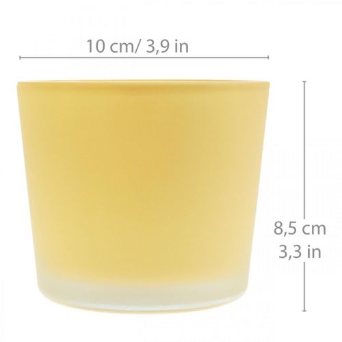 Article Cache-pot en verre jardinière jaune pot en verre Ø10cm H8.5cm