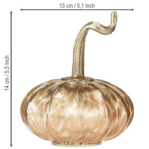 Article Décoration de table citrouille en verre citrouille d&#39;automne verre métal H14cm 2 pcs
