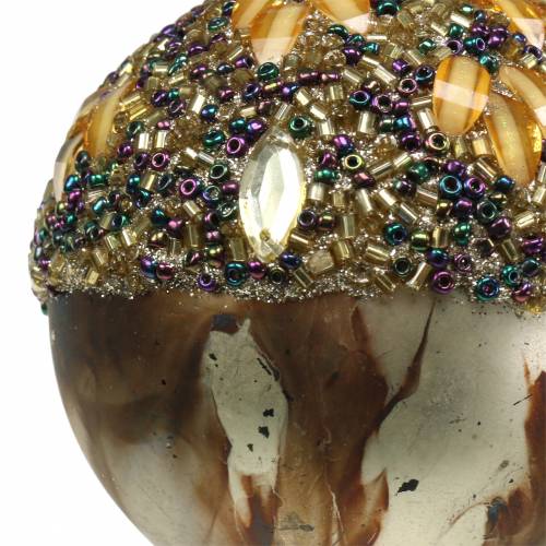 Floristik24 Boule de Noël décorée en verre avec perles Ø7,5cm