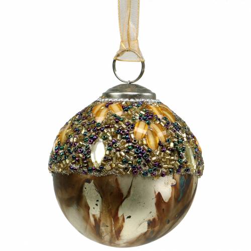 Floristik24 Boule de Noël décorée en verre avec perles Ø7,5cm