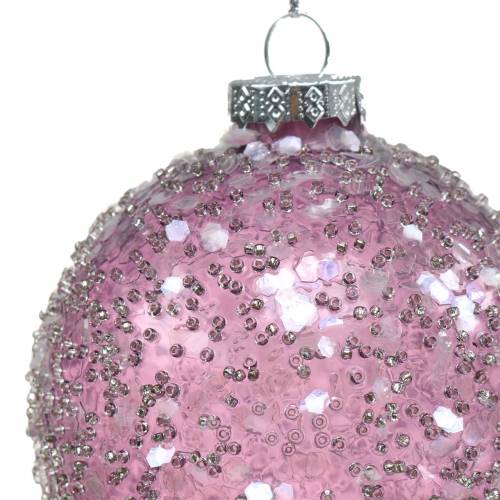 Article Décoration de sapin Boule de Noël Verre Paillettes Violet Ø8cm