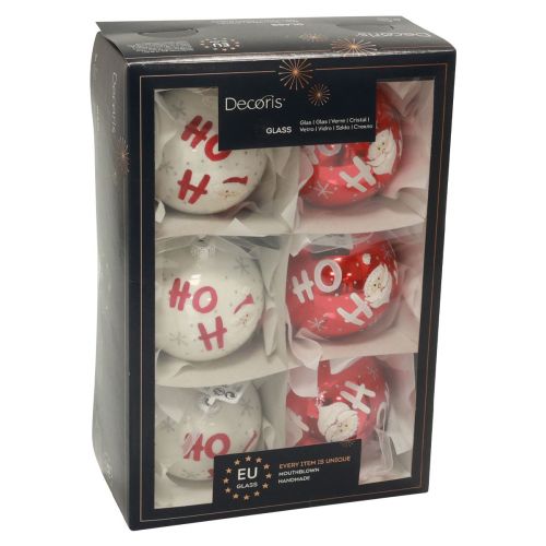 Article Boules de Noël en verre Boules de sapin de Noël Père Noël 6pcs