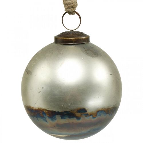 Floristik24 Boules de Noël boule en verre bicolore bleu, métallisé Ø9.5cm 4pcs