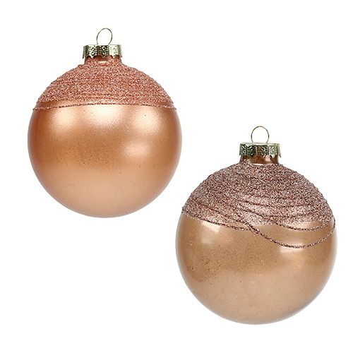 Floristik24 Boule de verre en cuivre assort. Ø8cm 4 pièces