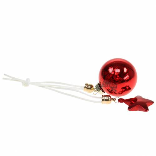 Floristik24 Boule de décoration de sapin de Noël en verre avec étoile rouge 5cm