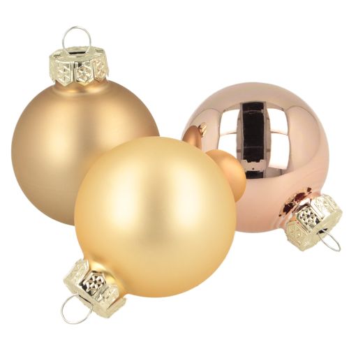 Floristik24 Boules de Noël en verre or rose Ø4cm 24 pcs