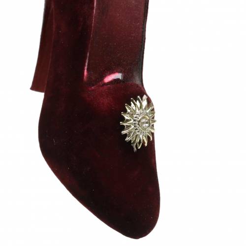 Floristik24 Chaussures en verre velours Bordeaux, vieux rose 12cm 2pcs