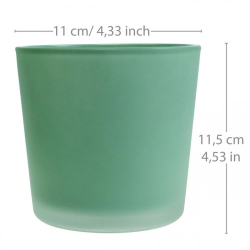Cache-pot en verre jardinière verte pot en verre Ø11.5cm H11cm
