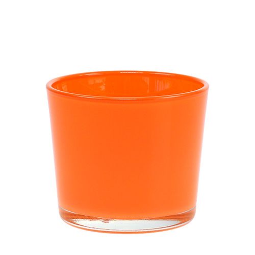 Floristik24 Jardinière en verre orange Ø10cm H8.5cm