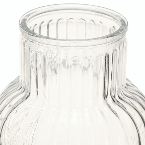 Article Vase en verre à fleurs avec rainures rétro transparent Ø13,5cm H20cm