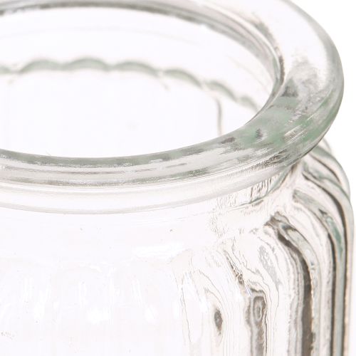 Floristik24 Vase en verre vase décoratif en verre transparent strié Ø8cm H9cm 6 pcs