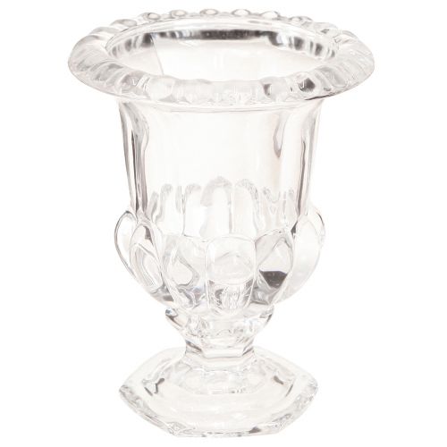 Vase en verre petit vase avec pied clair rétro Ø11cm H14cm