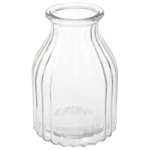 Article Vase en verre vase rainures verre décoratif clair Ø12cm H18cm 2pcs