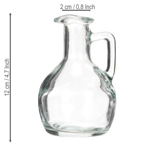 Article Mini vase/carafe à eau avec anse pour la table à manger, décoratif et fonctionnel, 12 cm, lot de 6