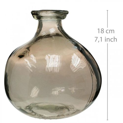 Floristik24 Vase en verre rond en verre marron décoration vase rustique Ø16.5cm H18cm