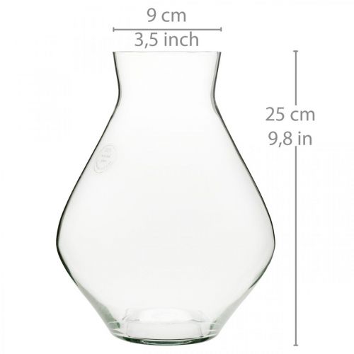 Article Vase à fleurs en verre vase en verre bulbeux clair vase décoratif Ø20cm H25cm