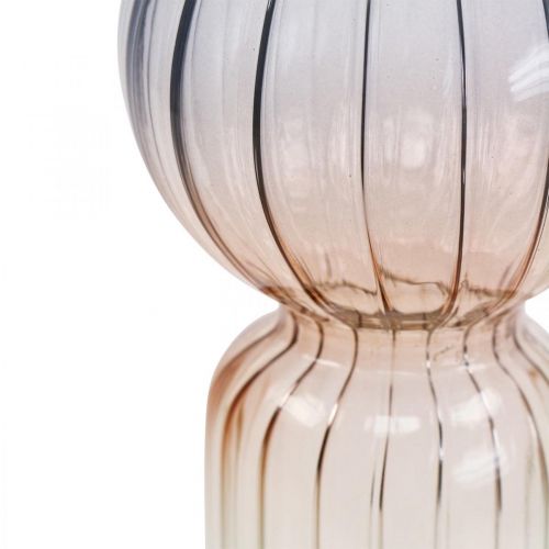 Article Vase en Verre Déco Vase Bleu Marron Clair Mini Vase Ø8cm H17cm
