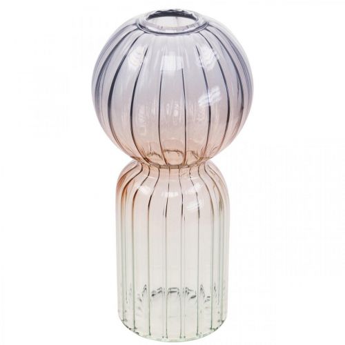 Article Vase en Verre Déco Vase Bleu Marron Clair Mini Vase Ø8cm H17cm