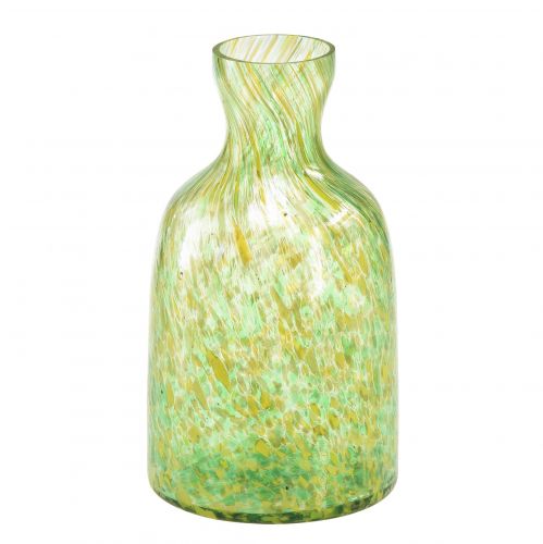 Vase en verre vase à fleurs décoratif en verre vert jaune Ø10cm H18cm