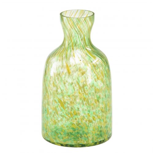 Article Vase en verre vase à fleurs décoratif en verre vert jaune Ø10cm H18cm