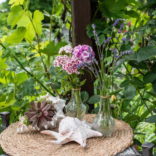 Floristik24 Vase en verre aspect cristal, vase à fleurs avec bordure dorée Ø6,5cm H11,5cm