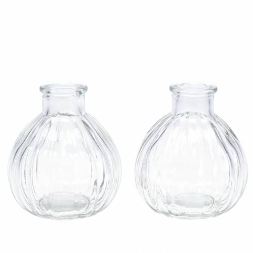 Floristik24 Vase en verre décoratif avec rainures Ø6,8cm H7,7cm 6 pièces
