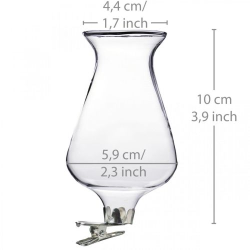 Floristik24 Vase en verre tulipe avec clip Ø5.9cm H11cm clair 4pcs