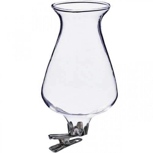 Article Vase en verre tulipe avec clip Ø5.9cm H11cm clair 4pcs