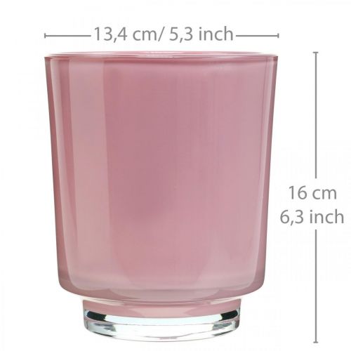 Article Jardinière à orchidées en verre rose H16cm Ø13.4cm