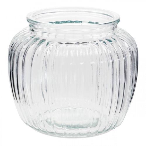 Floristik24 Vase en verre vase strié verre Ø14cm H13cm 2pcs