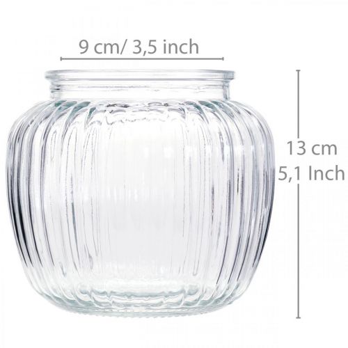 Article Vase en verre vase strié verre Ø14cm H13cm 2pcs