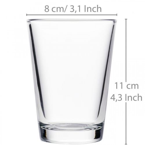 Article Vase en verre clair Ø8cm H11cm pour décoration de table