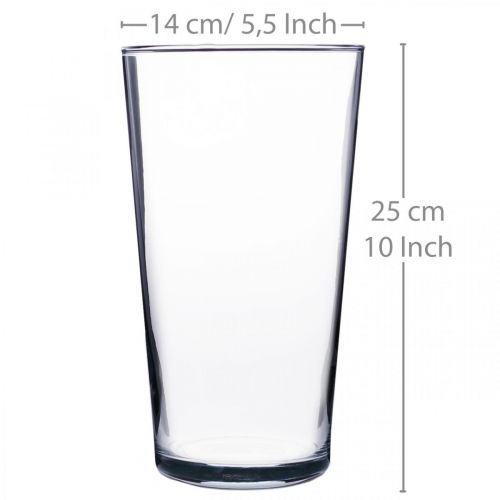 Article Vase en verre conique clair Ø14cm H25cm