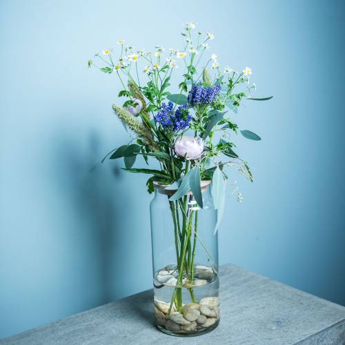 Article Vase décoratif avec trous Vase en verre avec couvercle perforé Décoration florale moderne