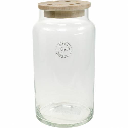 Floristik24 Vase en verre avec couvercle Vase décoratif avec couvercle perforé Disposer les fleurs