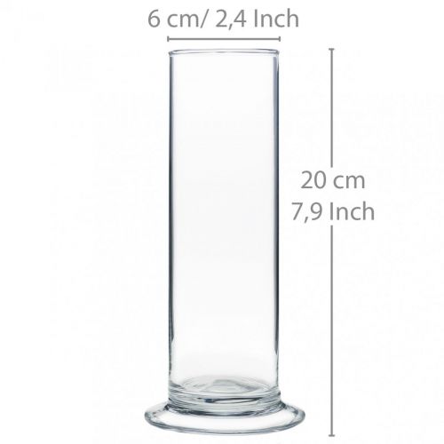 Floristik24 Vase en verre avec pied Clair Ø6cm H20cm