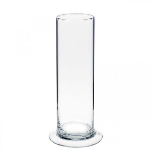 Article Vase en verre avec pied Clair Ø6cm H20cm