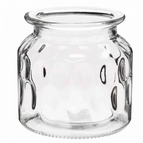 Vase en verre à motif lanterne verre clair H11cm Ø11cm