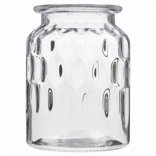 Article Vase en verre à motif, lanterne verre clair H15cm Ø11cm 2pcs