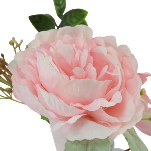 Floristik24 Vase en verre avec pivoine rose décoration de table artificielle 20cm