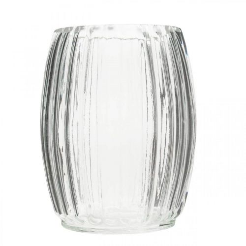 Floristik24 Vase en verre à rainures, lanterne en verre transparent H15cm Ø11.5cm