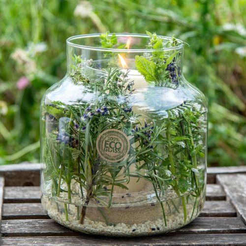 Floristik24 Vase en Verre Vase Fleur Rond Grand Verre 100% Recyclé H20 Ø17cm